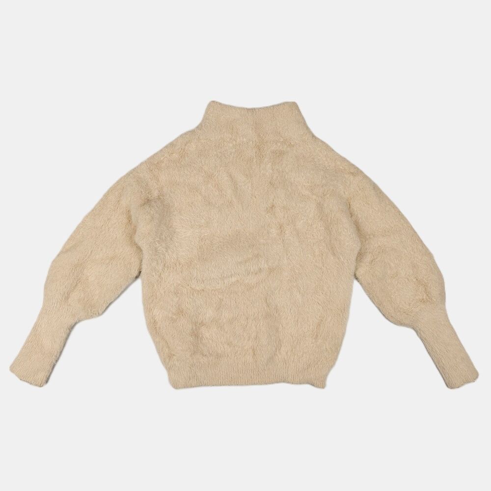 Catherine Malandrino Furry Fuzzy Knit Mock Collar Sweater Soft Cozy Comfy